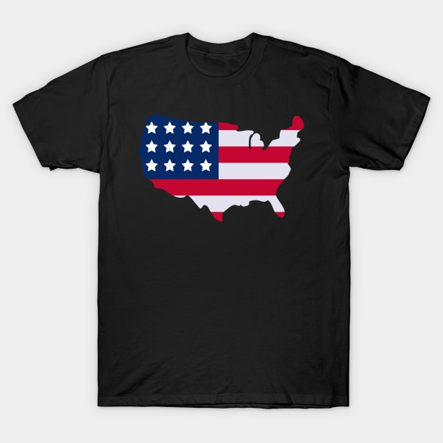 USA Outline with flag T-Shirt by madeinchorley